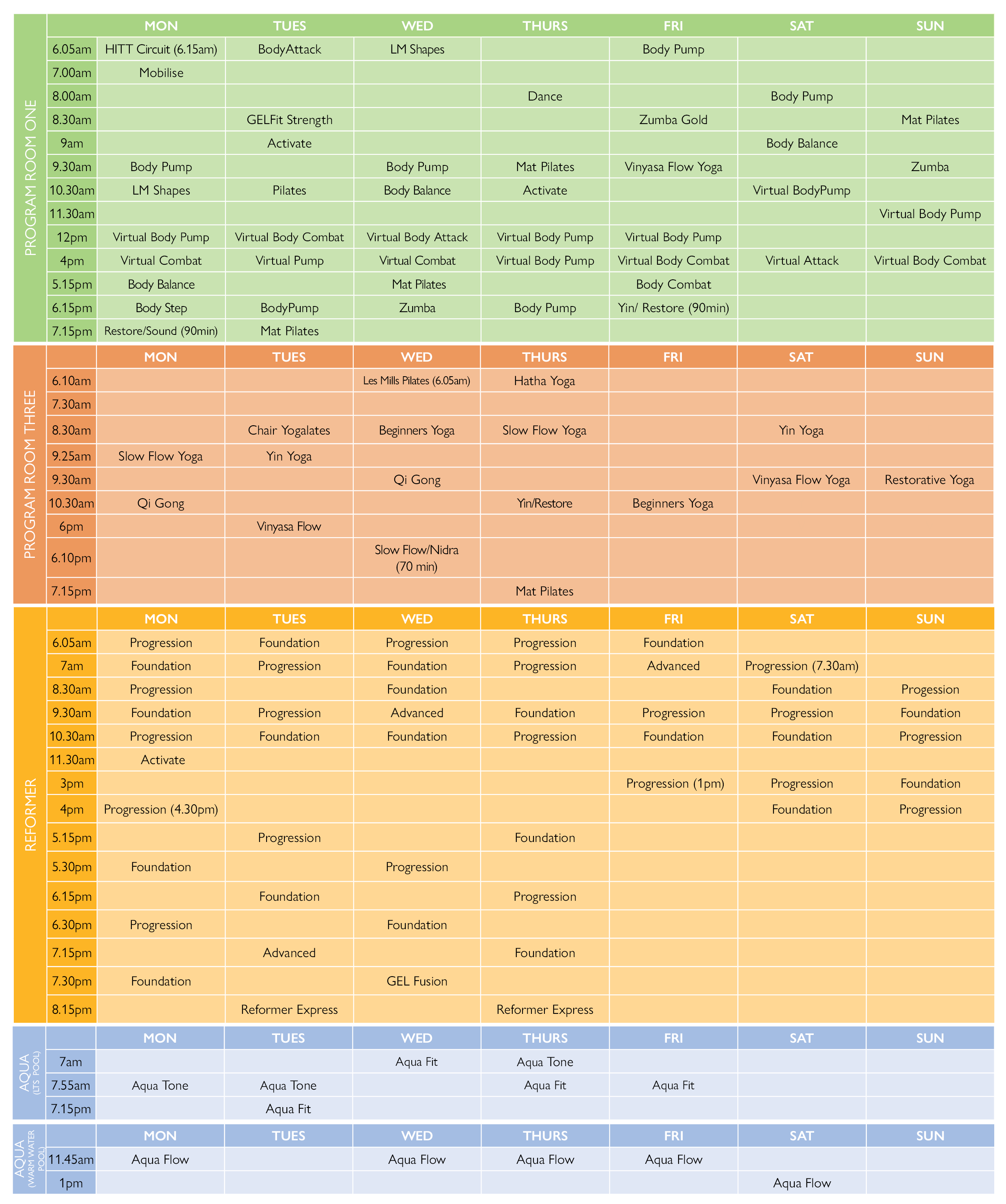 CMSP- Group Fitness Timetable 2025 AUG